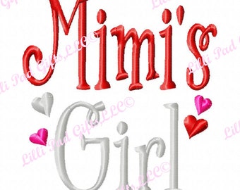 Mimi's Girl - Hearts - Machine Embroidery Design - 7 Sizes