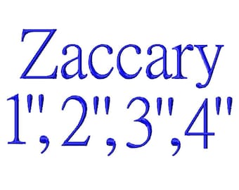 Zaccary Machine Embroidery Font - Sizes 1&quot;,2&quot;,3&quot;,4&quot; BUY 2 get 1 FREE