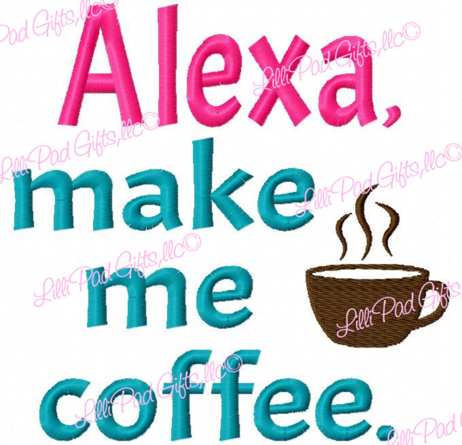 Alexamake Me Coffee Machine Embroidery Design 5 Sizes Etsy