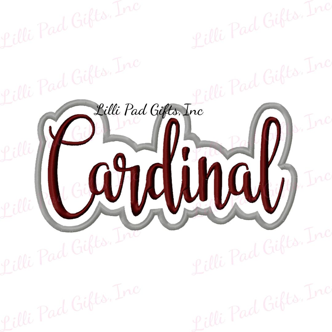 Cardinal-script-outline Applique - Machine Embroidery Design - 10 Sizes ...
