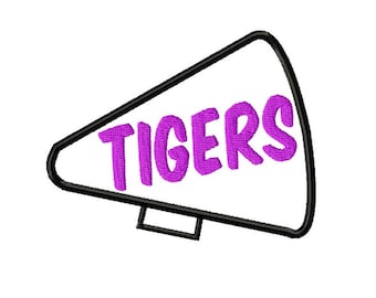 Megaphone Applique - TIGERS - Machine Embroidery Design - 5 Sizes