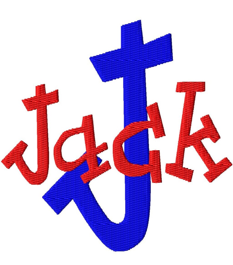 Jack Machine Embroidery Font Sizes 1,2,3,4 BUY 2 get 1 FREE, block, kid font, jack, funky, embroidery, font, boy 画像 1