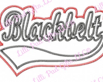 Blackbelt - Swoosh - Double Applique - 5 sizes - Machine Embroidery Design