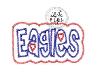 EAGLES - Zig Zag Outline - Double Applique - 10 sizes-Machine Embroidery Design, Instant Download, Eagles, embroidery applique EAGLES