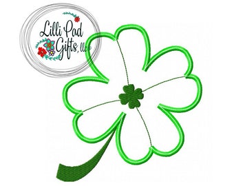 4-Leaf Clover Applique - Machine Embroidery Design - 8 Sizes, clover embroidery design, st patricks day, lillipadgifts