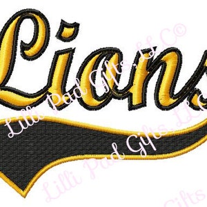 Lions - Swoosh - Outline - Machine Embroidery Design - 11 Sizes