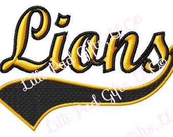 Leeuwen - swoosh - contouren - machineborduurontwerpen - 11 maten