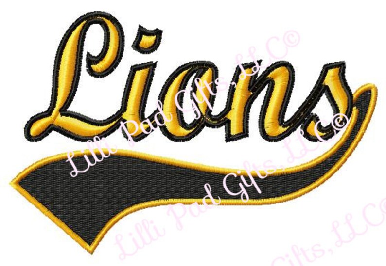 Lions Swoosh Outline Machine Embroidery Design 11 Sizes image 1