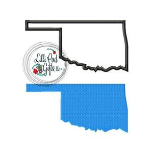 State of Oklahoma - Machine Embroidery - Fill and Applique State of OK Oklahoma Applique Oklahoma Fill Stitch Multiple Sizes