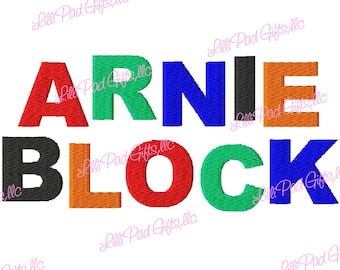 Arnie Block Machine Embroidery Font - BX - Sizes 1&quot;,2&quot;,3&quot;,4&quot; BUY 2 get 1 FREE, block embroidery font, college, lillipadgifts