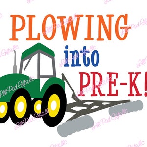 Plowing into Pre-K-Tractor - Cut File - Instant Download - SVG and DXF for Cameo Silhouette Studio Software & other Cutter Machines