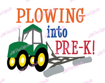 Plowing into Pre-K-Tractor - Cut File - Instant Download - SVG and DXF for Cameo Silhouette Studio Software & other Cutter Machines