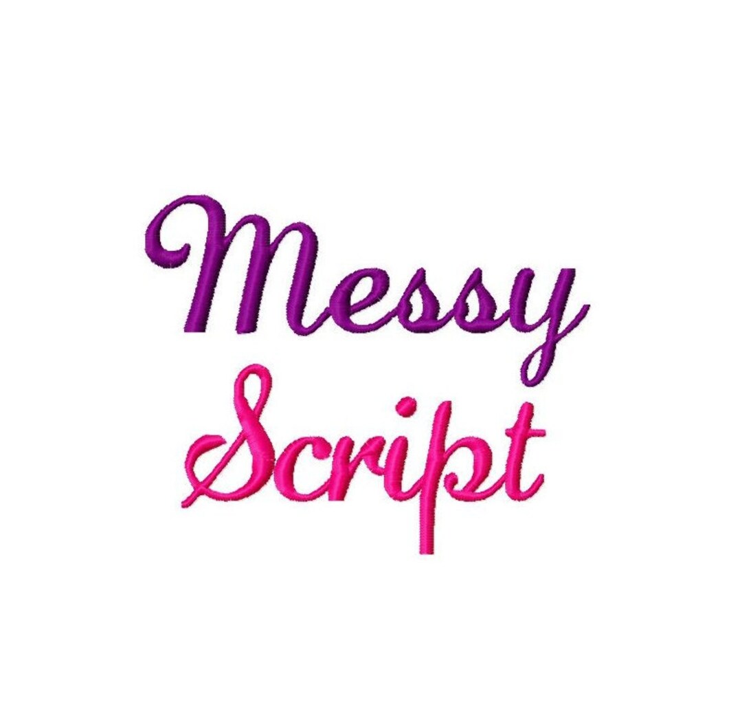 Messy Script Machine Embroidery Font - Sizes 1