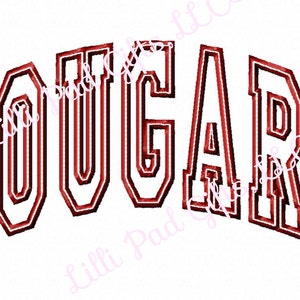 COUGARS - Arched Applique - 12 sizes - Machine Embroidery Design