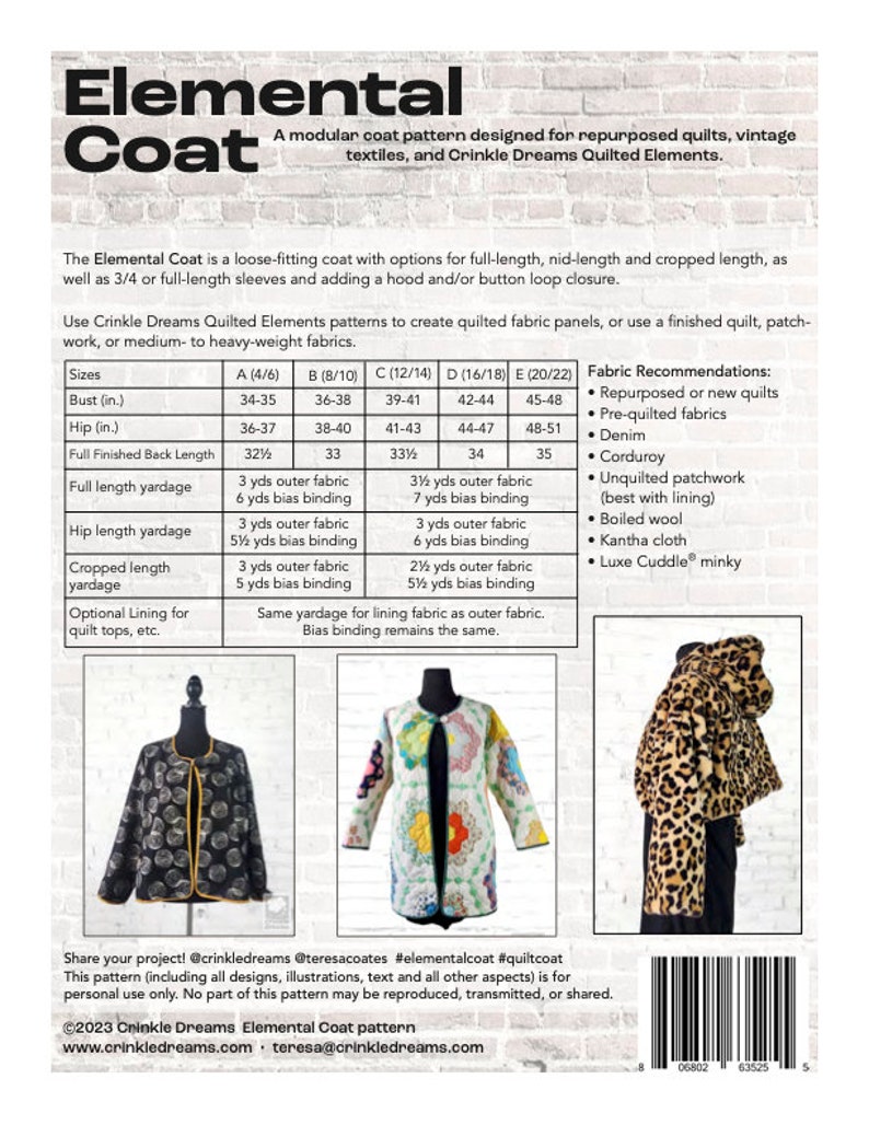 Patron de couture PDF pour manteau élémentaire image 5
