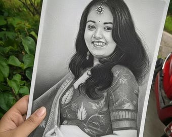 Custom Hand Drawn Pencil Sketch | Charcoal portrait | Digital Painting/Sketch | Cute cartoon illustration