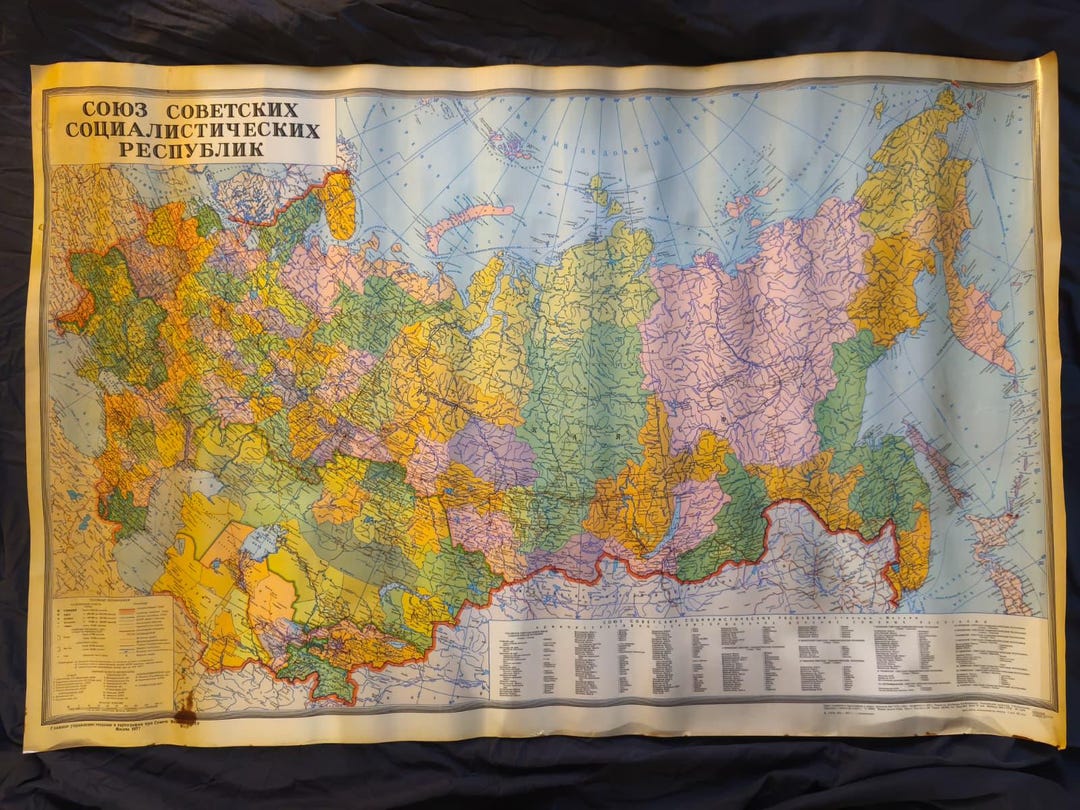 Ussr Map Clean Vintage 1977 USSR Map – Союз Советских Социалистических Республик ...