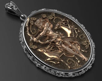 Handmade Sterling Silver Artemis Necklace: Greek Goddess Diana