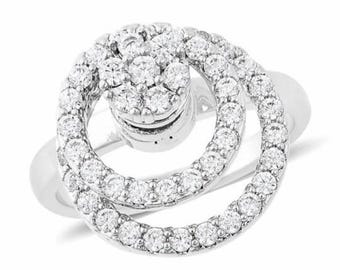 Double Halo CZ Spinner Ring, 925 Sterling Silver Fidget Jewelry