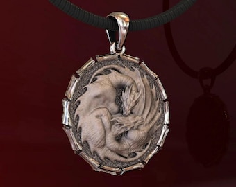 Handmade Sterling Silver Dragon Wings Pendant, Vintage Style Necklace