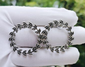 Vintage Sterling Silber Creolen, Natur inspiriert