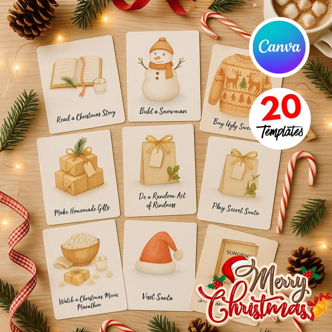 Editable Christmas Advent Activity Cards | Printable Holiday Bucket ...