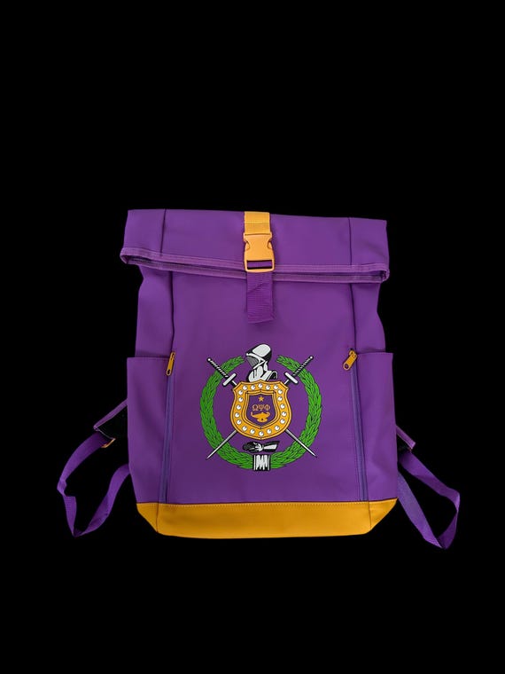 Omega Psi Phi Roll-Top Backpack | Purple & Gold 1911 Fraternity "See It Through" Bag