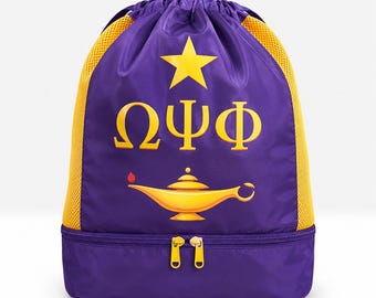 Omega Psi Phi Drawstring QuestPack | Purple & Gold 1911 Fraternity Bag