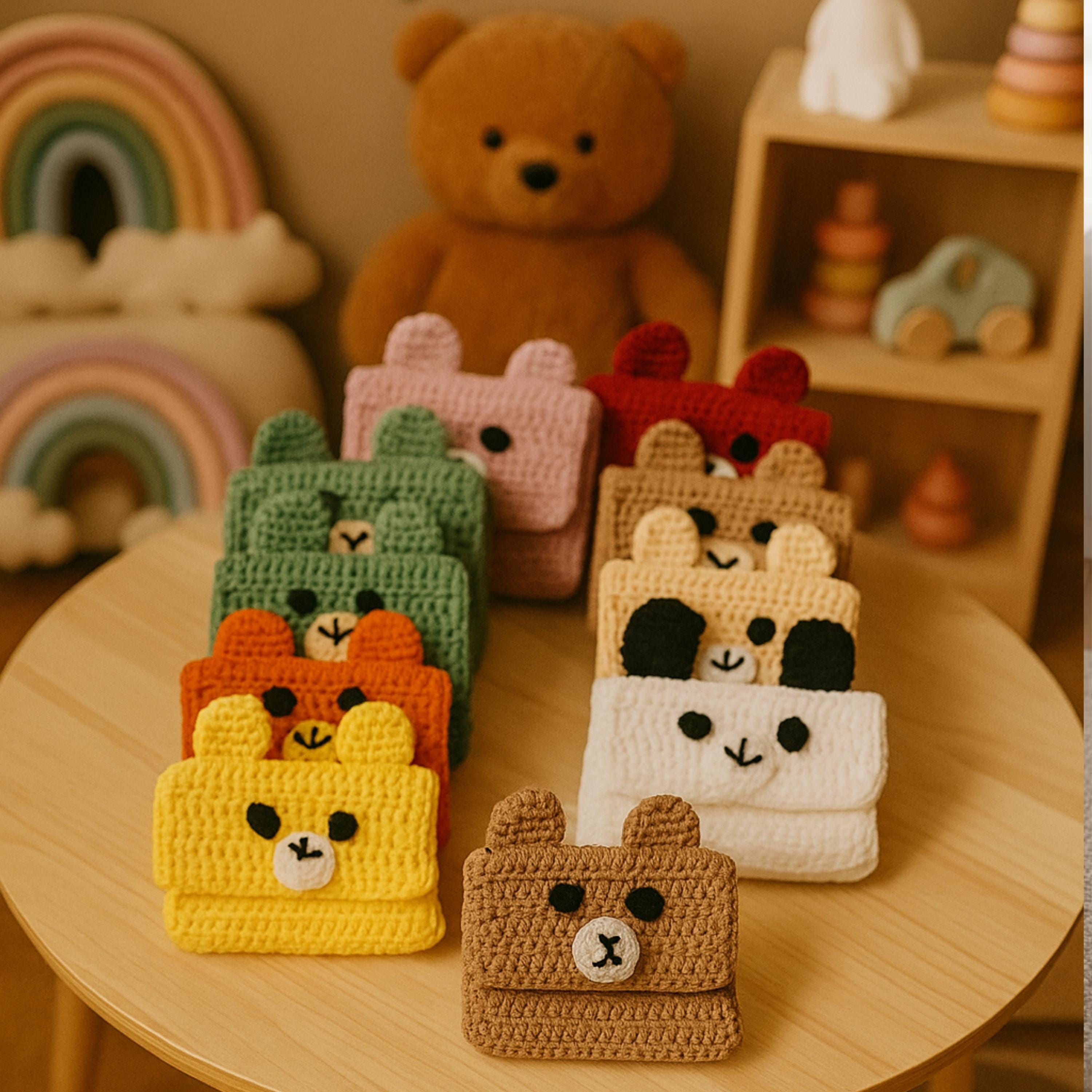 手作りかぎ針編みのクマの小銭入れ、編みぐるみミニ財布 - Etsy 日本