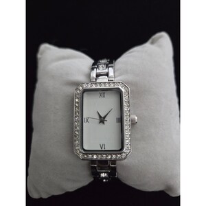 VTG BWC Silver Tone CZ Bezel Rectangular Face Link Bracelet Watch 7080S-FV_4d1038cf-9d62-4f4b-  main image 2