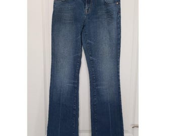 Seven7 Vintage Classic Low Rise Flare Medium Blue Denim Jeans Sz 32 Y2K Western