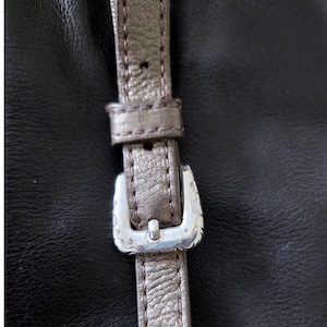 VTG Brighton Black Pewter Leather Crossbody Bag Silver Hardware Leopard Lining image 8