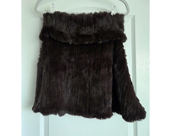 VTG Redfish Designs 100% Rabbit Fur Shrug Wrap Dark Brown Capelet Bolero OneSize