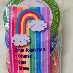 Eva adhesive Foam Rolls Double Sided Adhesive Tape for crafting, pre cut , combined in set of 3 colors for Easter, Summer, Kids party crafts