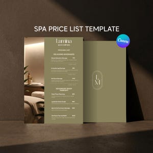 Med Spa Price List Template Canva | Editable spa Service Menu|Luxury Beauty Salon Pricing | Minimalist Spa Branding|Instant Download