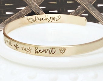 Personalized Pet Memorial Bracelet, Custom Engraved Cuff