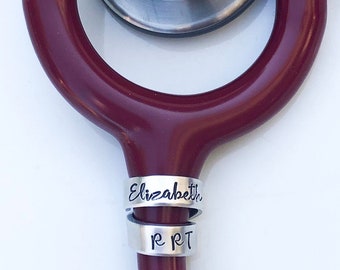 Stethoscope ID Tag, Stethoscope ID Ring, Stethoscope Charm, Personalized Stethoscope Name Tag, Nurse Graduation Gift