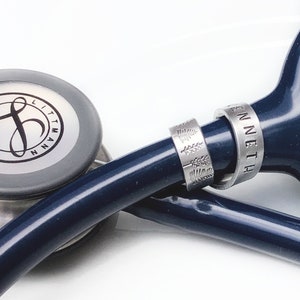 Stethoscope ID Tag, Stethoscope ID Ring, Stethoscope Charm, Personalized Stethoscope Name Tag, Nurse Graduation Gift image 1
