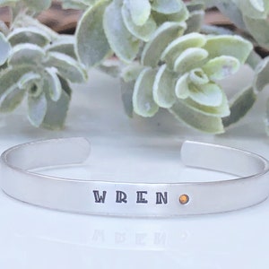 Personalized Birthstone Cuff Bracelet - Personalized Mothers Bracelet-Mothers Day Gift Mom Grandma Mimi-Stacking Bracelet-Kids Name Bracelet