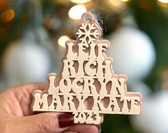 Family Christmas Ornament, Christmas Tree Ornament with Family Names, 2023 Christmas Tree Name Ornament, Acrylic Retro Christmas Ornament,