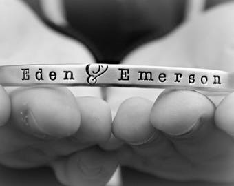 Personalized Stamped Cuff Bracelet – Custom Engraved Silver