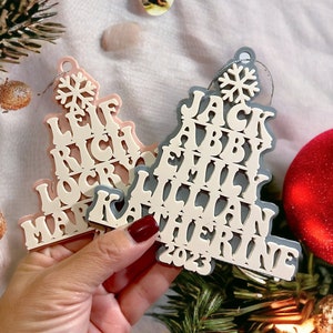 Family Christmas Ornament, Christmas Tree Ornament with Family Names, 2023 Christmas Tree Name Ornament, Acrylic Retro Christmas Ornament,