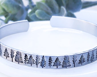 Aluminum Forest Cuff Bracelet – Nature Lover Jewelry