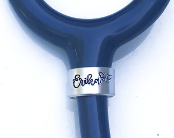Stethoscope ID Tag, Stethoscope ID Ring, Stethoscope Charm, Personalized Stethoscope Name Tag, Nurse Graduation Gift
