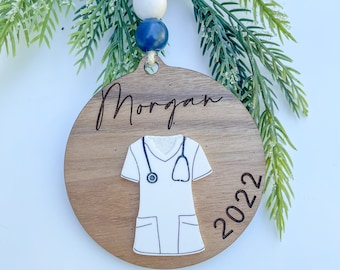 Personalized Nurse Graduation Christmas Tree Ornament, Custom Holiday Ornament for Nurses, RN Graduation Gift, RN Christmas Gift