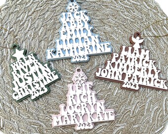 Family Christmas Ornament, Christmas Tree Ornament with Family Names, 2023 Christmas Tree Name Ornament, Acrylic Retro Christmas Ornament,