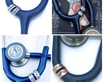 Personalized Stethoscope ID Tag - Nursing Student Gift - Custom Name Tag for Stethoscopes - Stethoscope Name Charm - Stethoscope Name Band