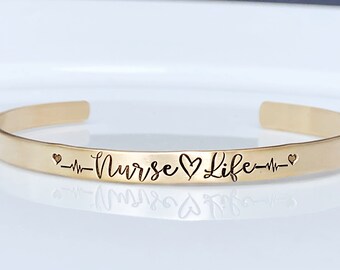 Brazalete de enfermera personalizado: brazalete apilable, regalo de graduación de enfermera