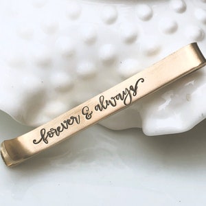 Gold Tie Bar - Hidden Message Tie Bar - Wedding Gift for Groom - Anniversary Gift for Him - Custom Tie Bar - Personalized Tie Clip -Monogram