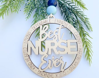 Best Nurse Ever Christmas Tree Ornament, Holiday Ornament for Nurses, Nurse Thank You Gift, Nurse Graduation Gift, RN Christmas Gift